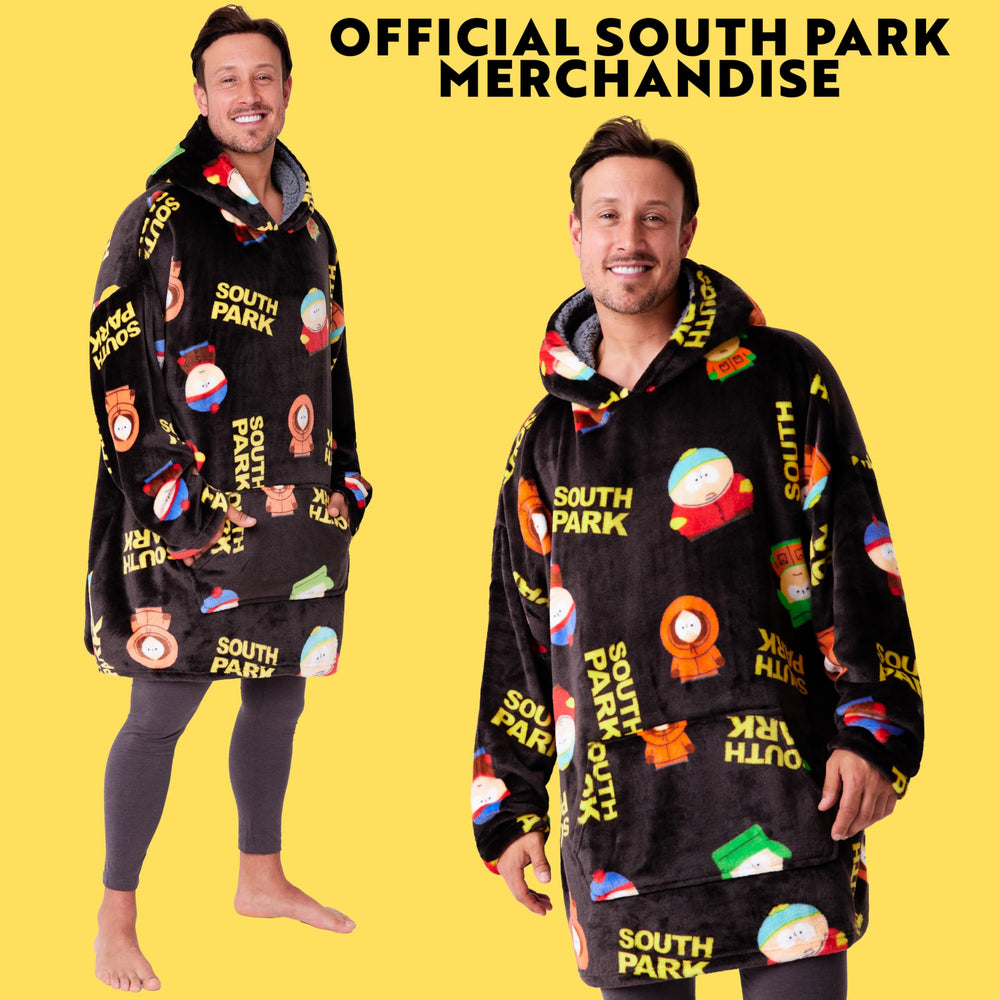 Comparaison de taille South Park hoodie montrant silhouette oversize