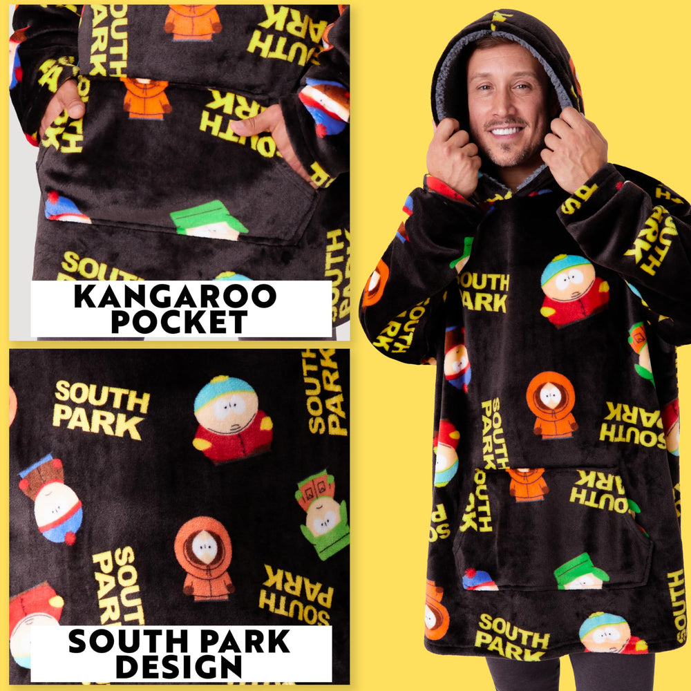 Homme portant South Park hoodie sur canapé pour soirées cocooning