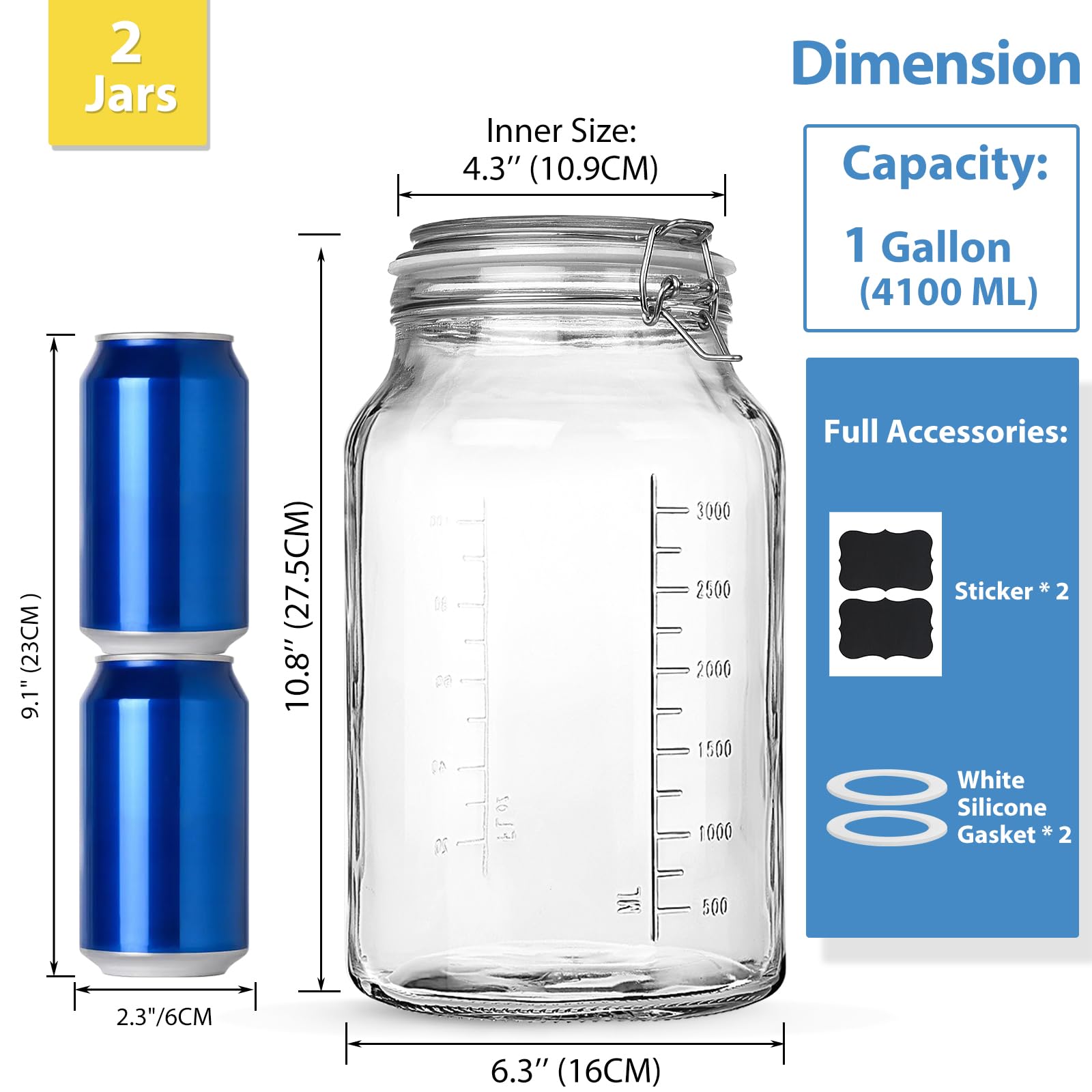 Sovietiep marquages en onces et millilitres pour mesurer directement dans le bocal