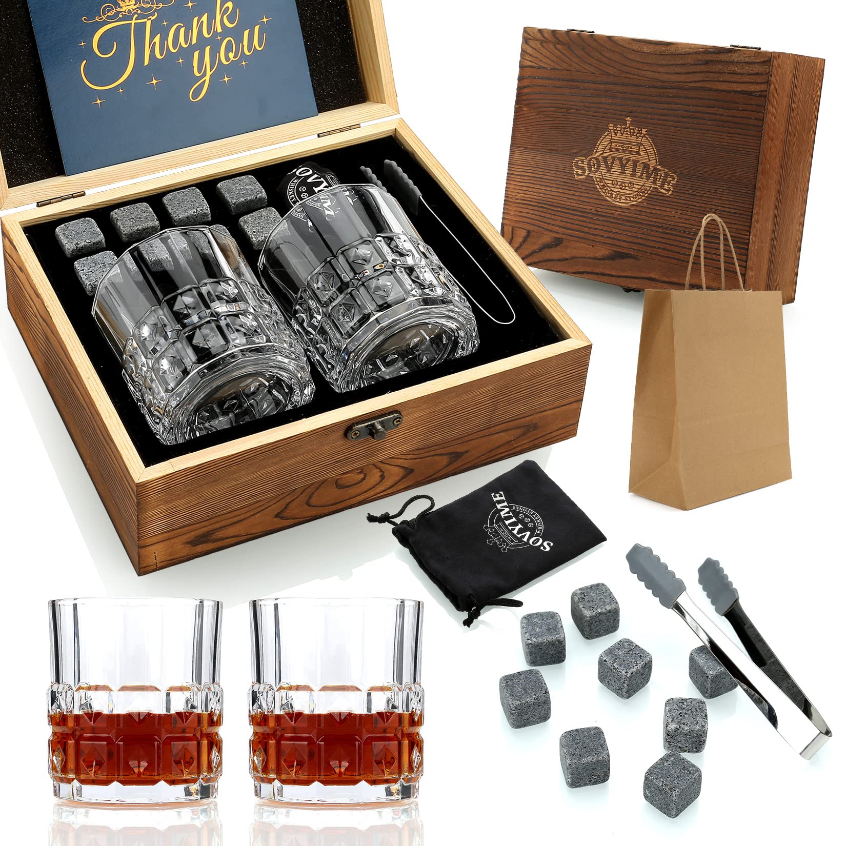Sovyime coffret en bois ouvert montrant tous les éléments et présentoir élégant