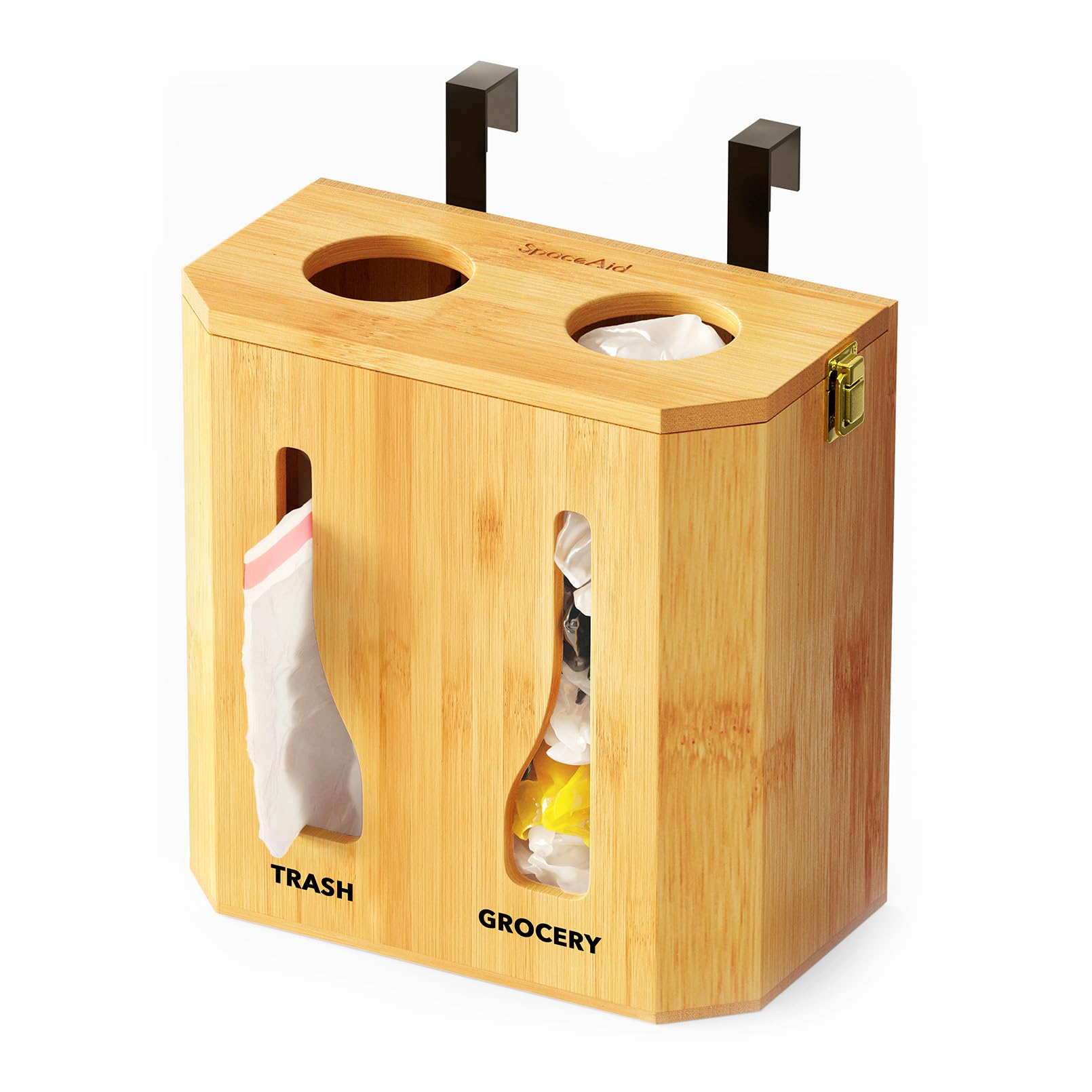 SpaceAid vue avant du distributeur en bambou, rangement organisé