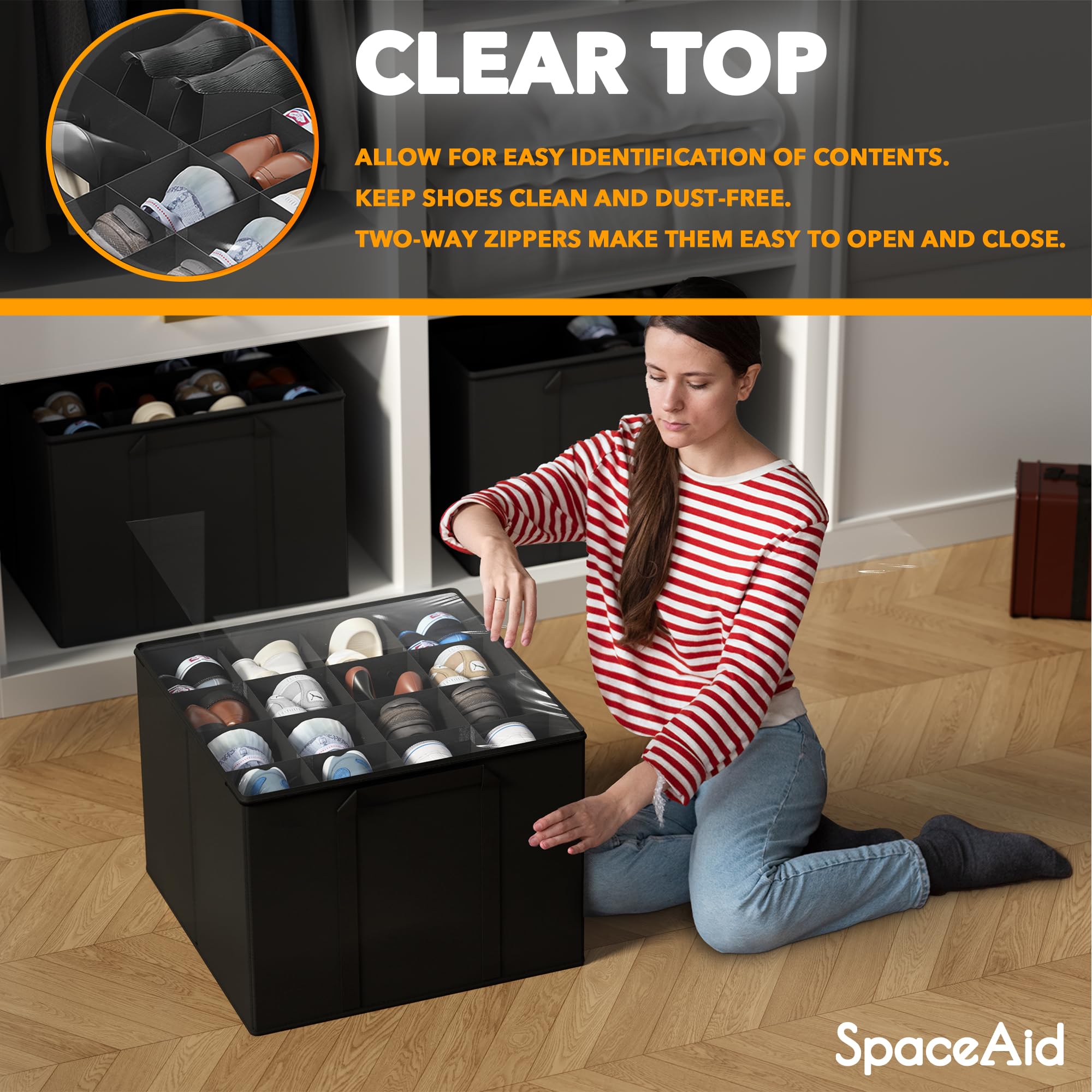 SpaceAid vue de dessus avec housse transparente pour identification rapide