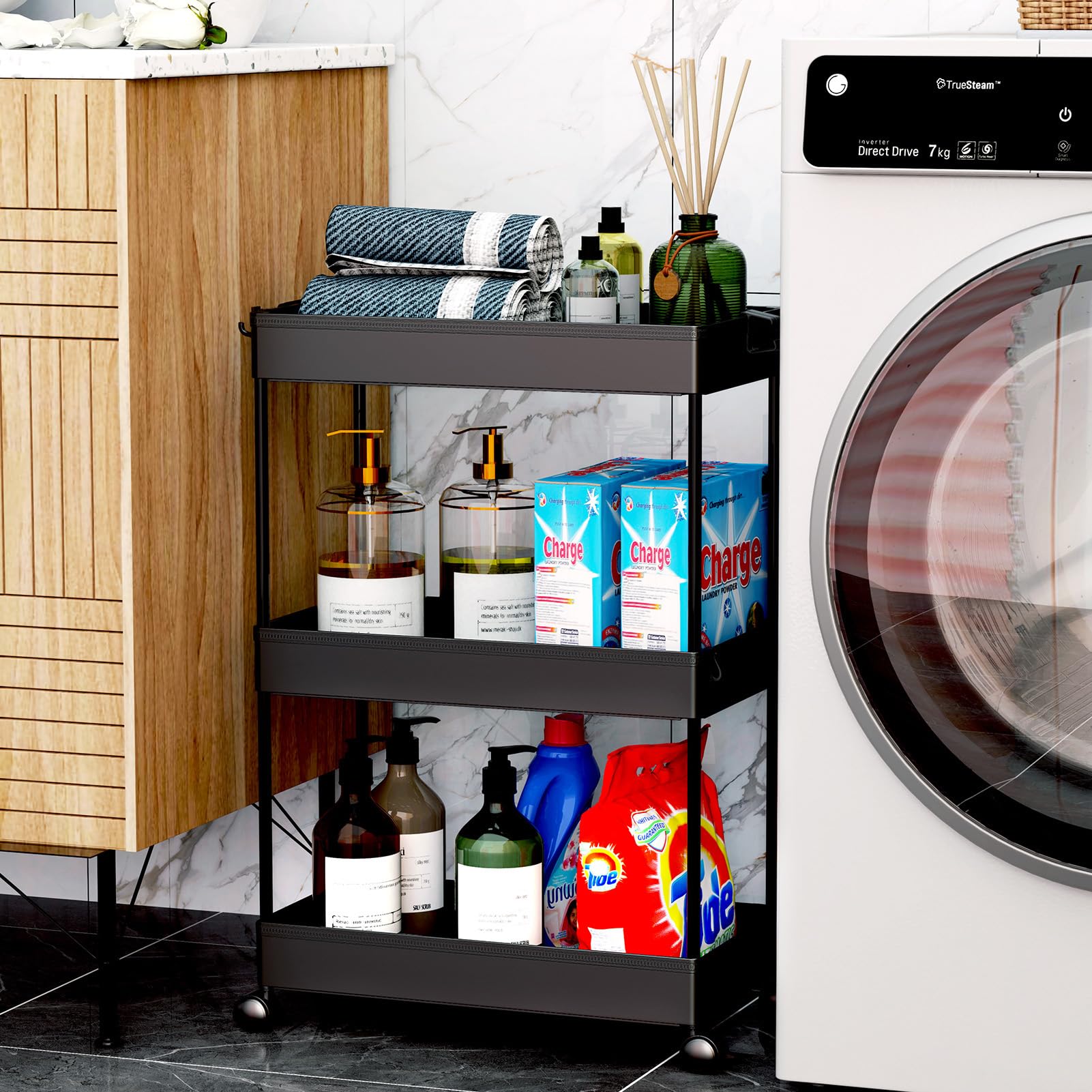 SPACEKEEPER chariot en salle de bain optimisant espace entre lavabo et mur