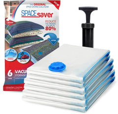 Spacesaver vue avant du paquet de sacs montrant contenu et gain d'espace