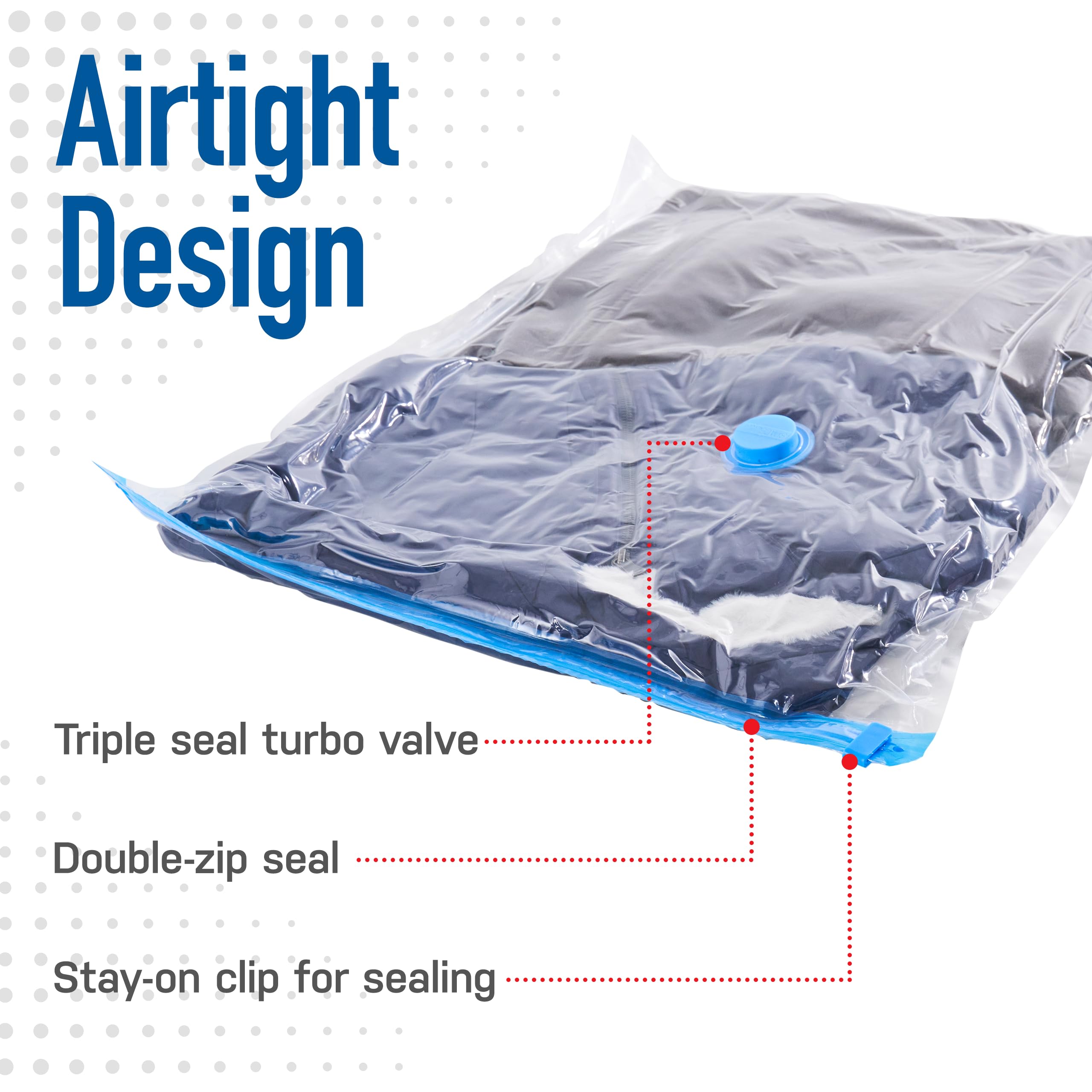 Spacesaver détail du zip double assurant une fermeture hermétique