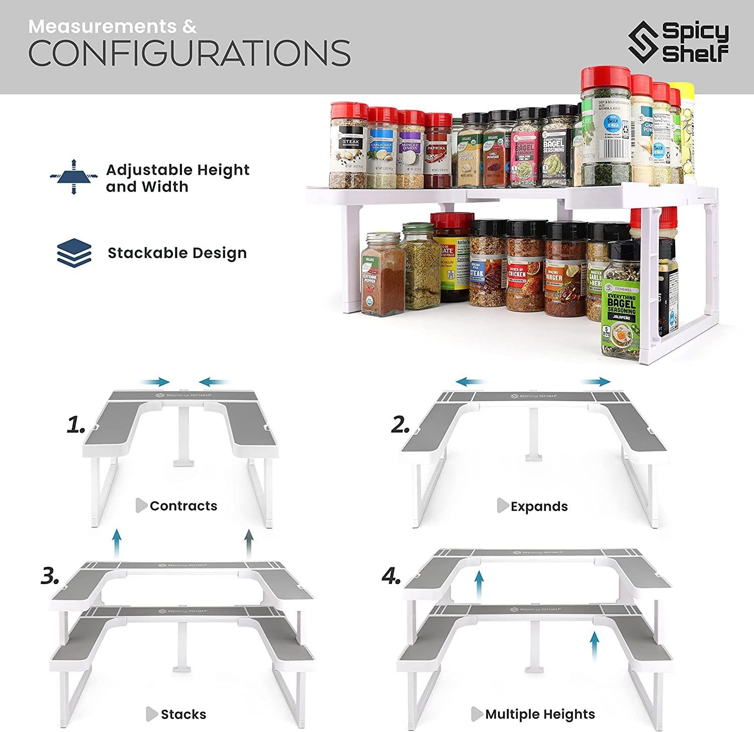Spicy Shelf comparaison échelle taille Spicy Shelf montre proportions utiles