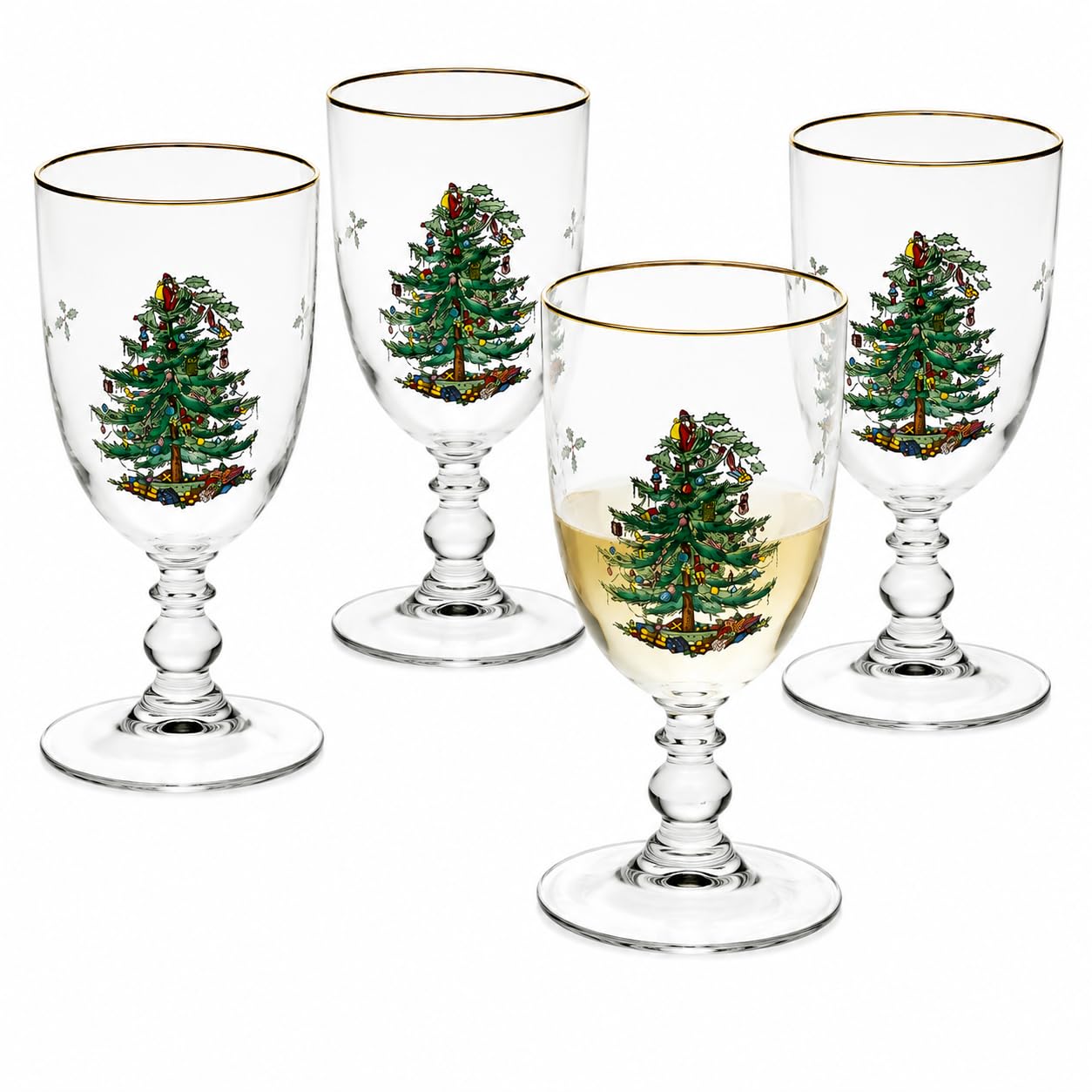 Spode gobelet avant montrant le sapin et l’or, élégant pour décor festif