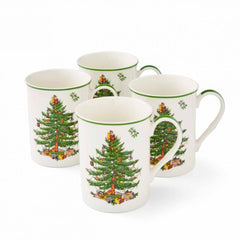 Spode mug face avant montrant motif sapin vert et élégance pratique