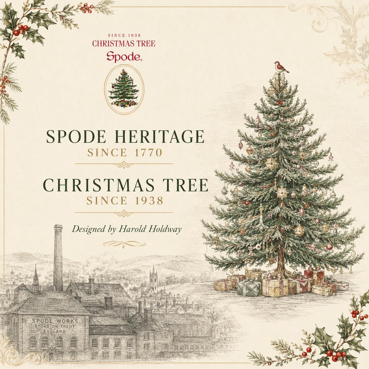 Spode packaging et étiquette illustrant qualité d'édition et idée cadeau