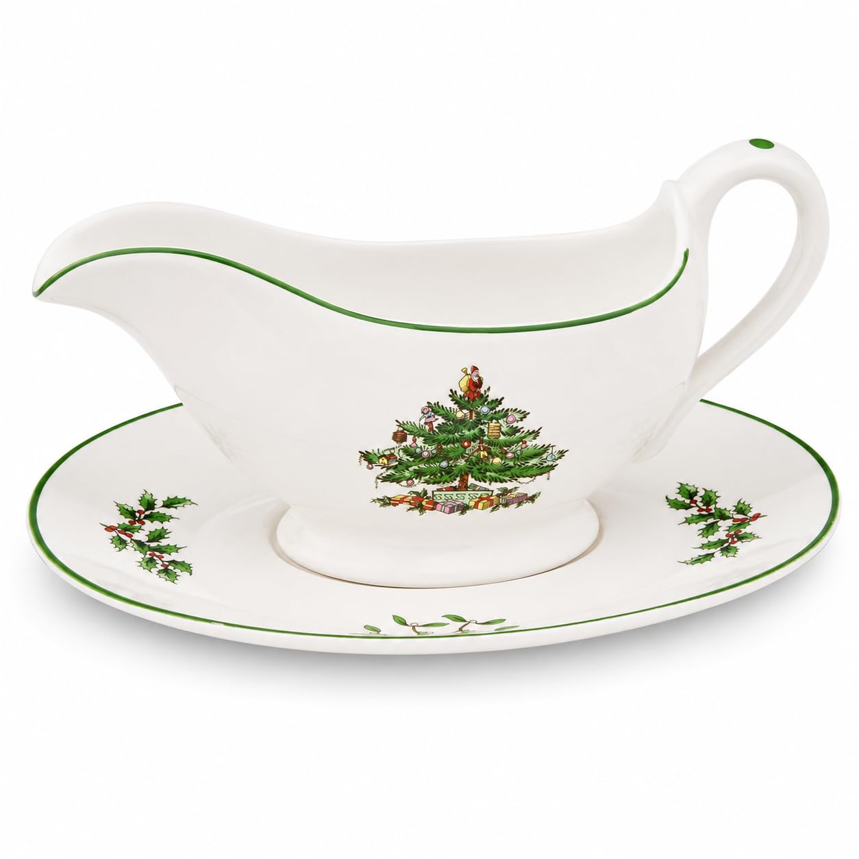 Spode saucière face avec motif Christmas Tree pour une table festive raffinée