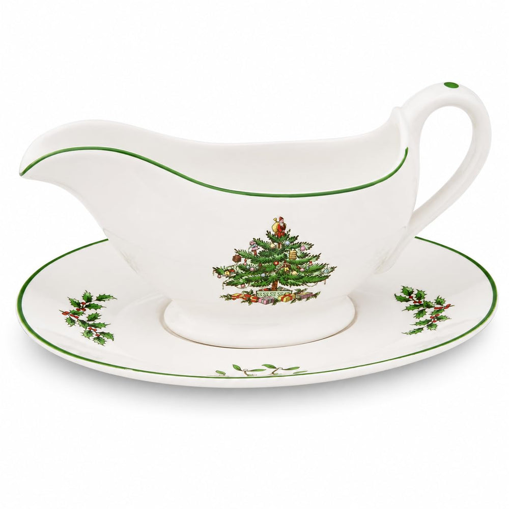 Spode saucière face avec motif Christmas Tree pour une table festive raffinée
