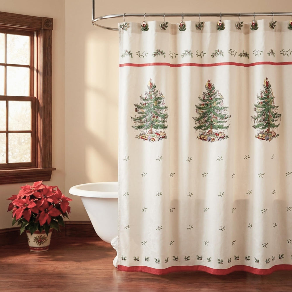 Spode motif arbre de Noël gros plan mettant en valeur l'illustration traditionnelle