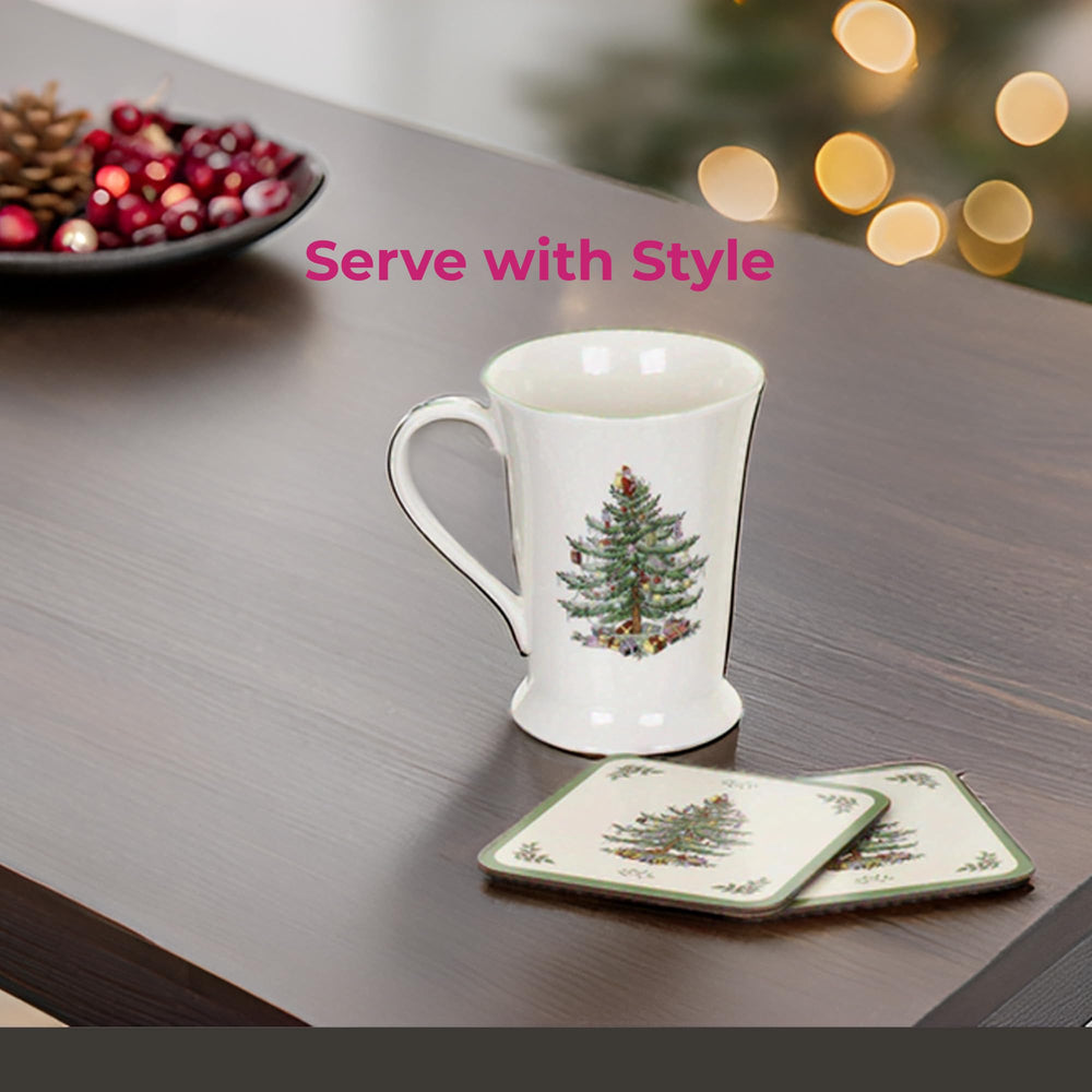Spode Pimpernel gros plan motif arbre de Noël finition détaillée