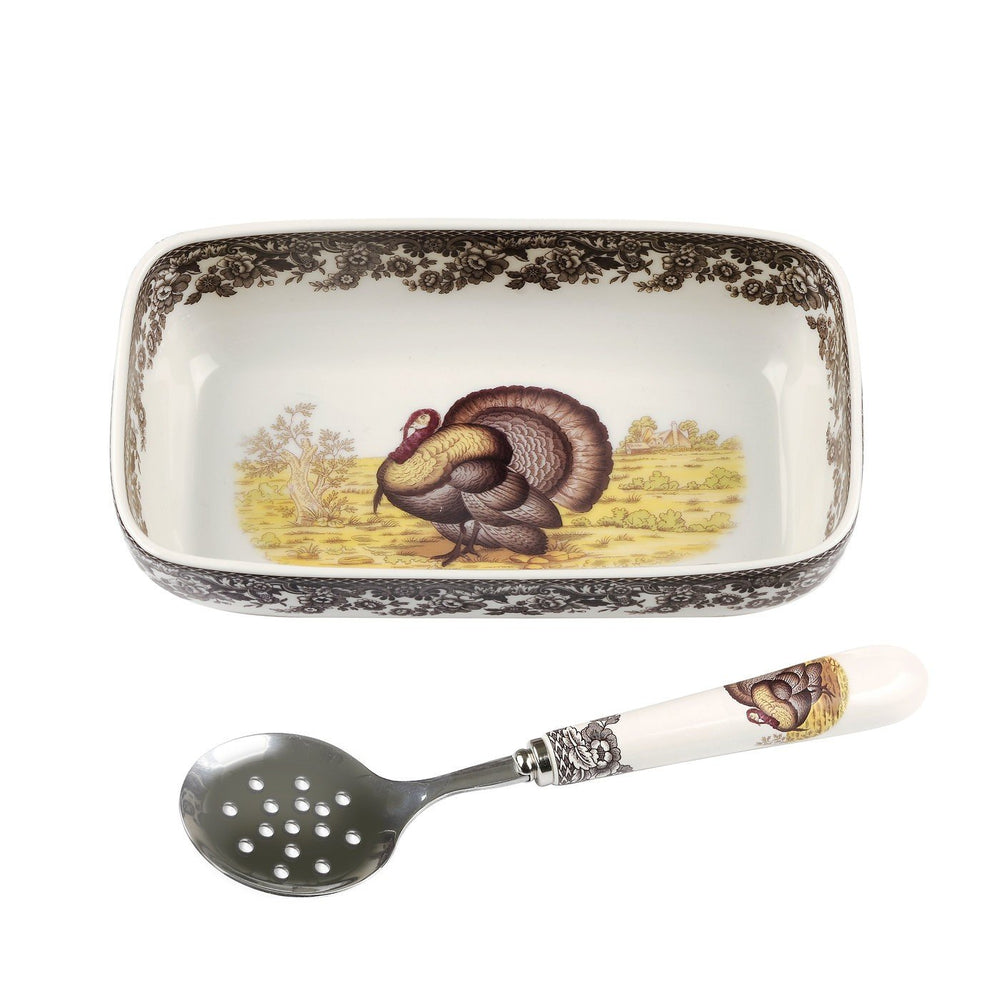 Spode Woodland coupelle face montrant motif dinde et finition, ajoute élégance rustique