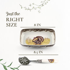 Spode Woodland ensemble en situation sur table automnale, sublime présentation de plats