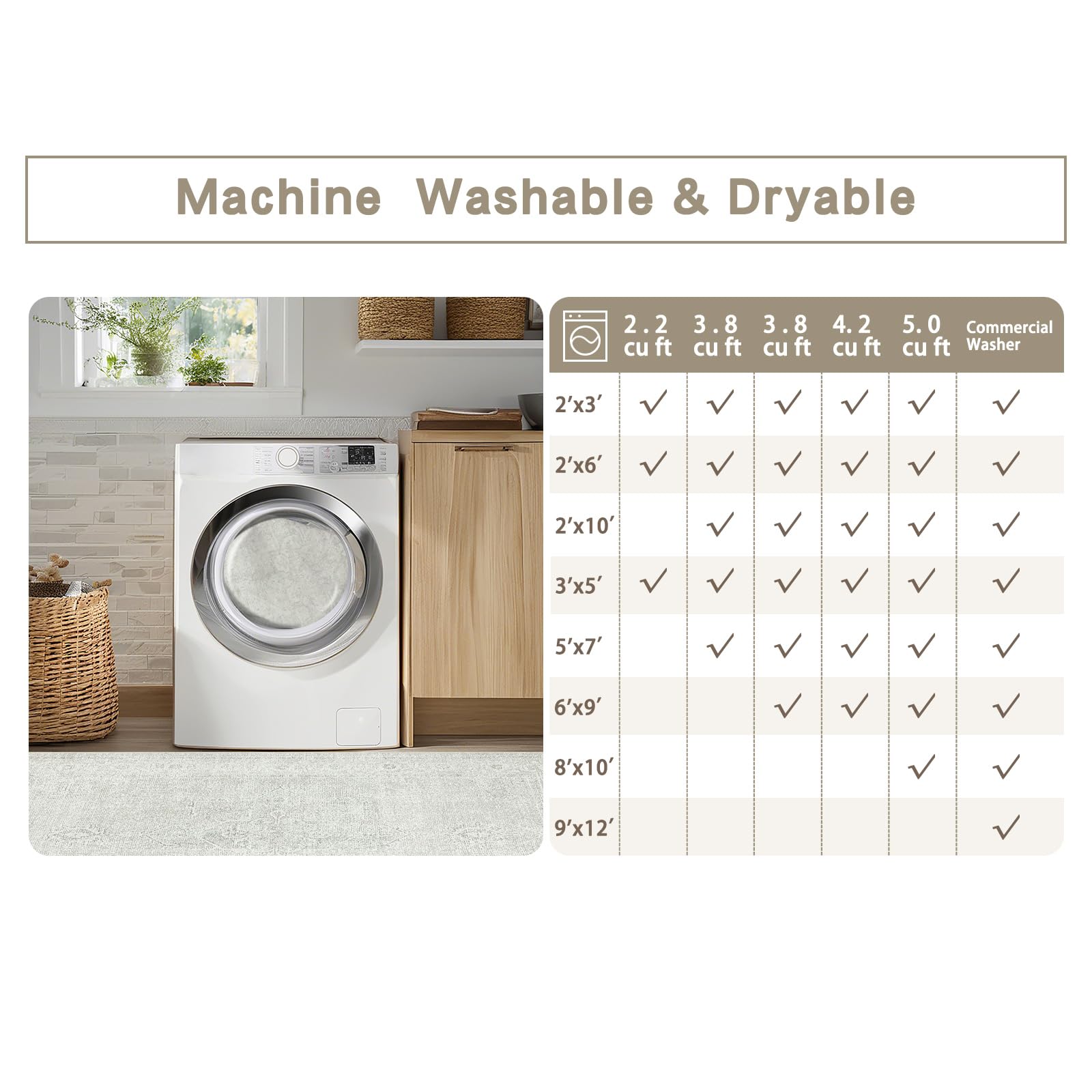 Tapis Srugn prêt au lavage machine pour nettoyage simple et rapide