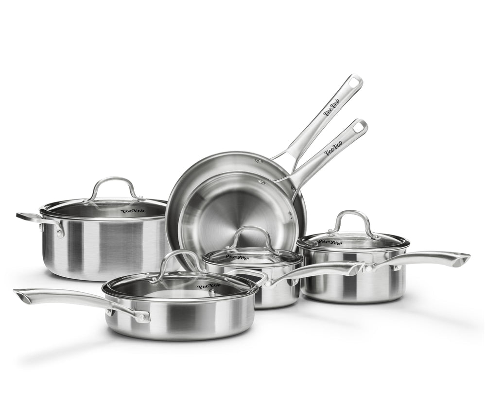 Stainless Steel Cookware Set vue d'ensemble compacte, kit polyvalent pour la cuisine