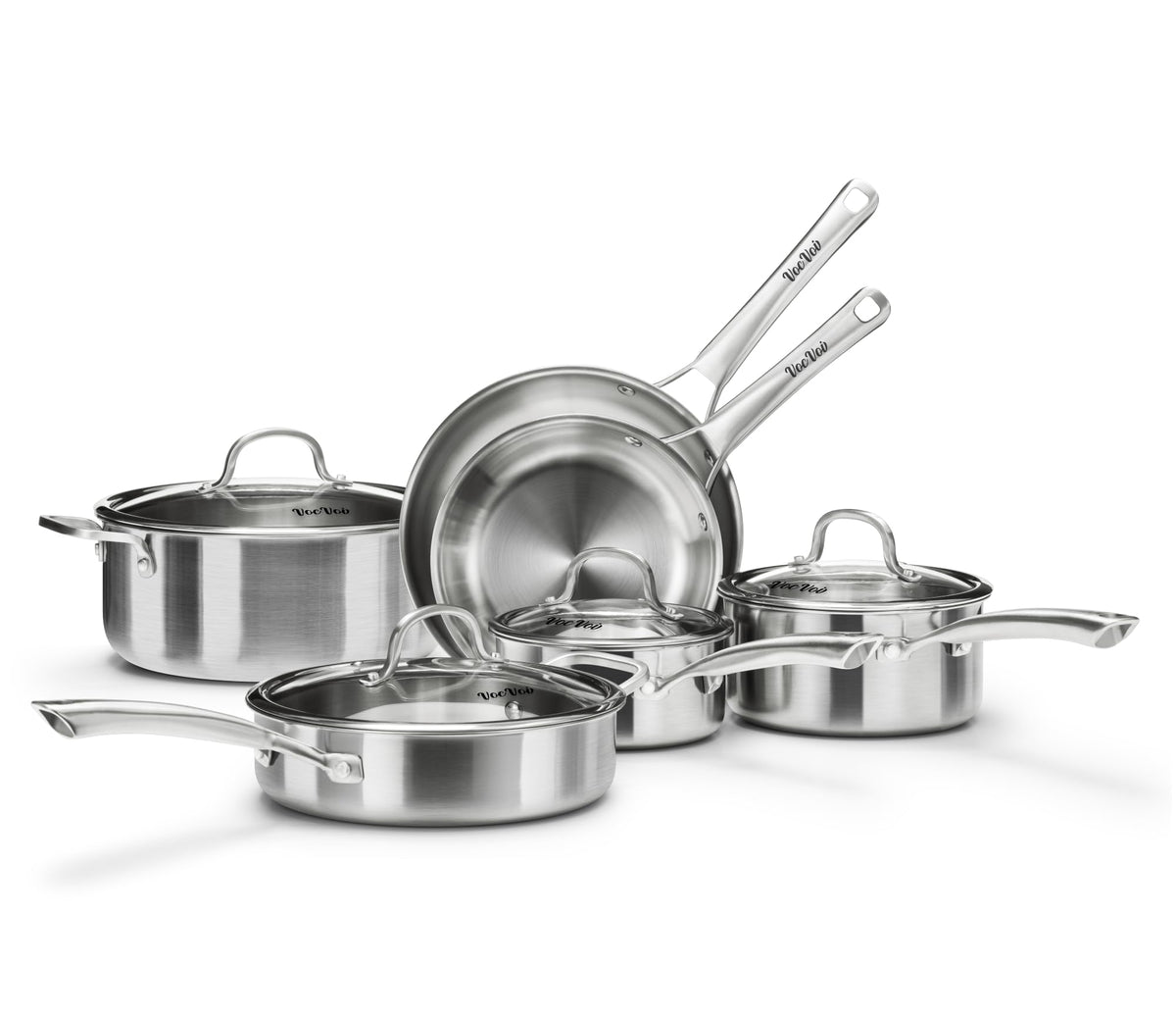 Stainless Steel Cookware Set vue d'ensemble compacte, kit polyvalent pour la cuisine