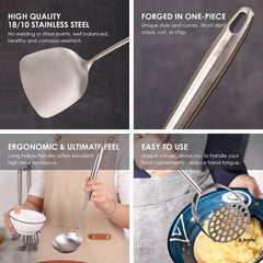 Standcn spatule et louche en action montrant maniabilité
