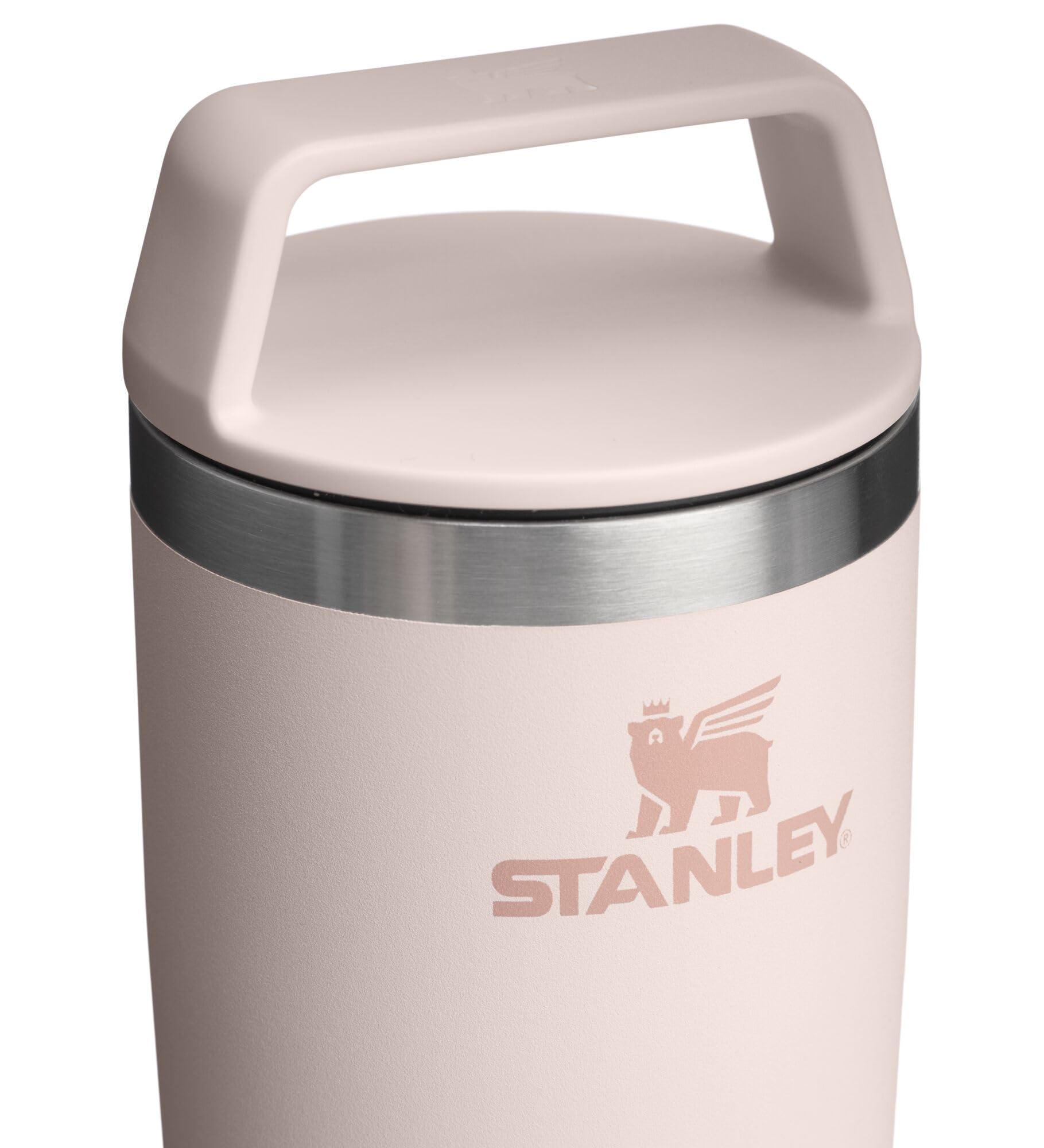 STANLEY mug ouvert montrant l’accès pour boire directement et facilité de service