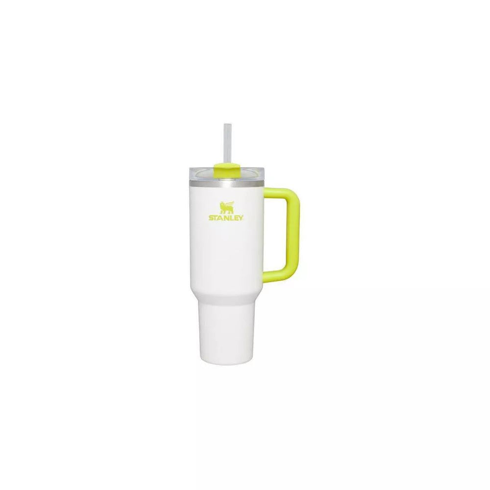Stanley vue avant 40 oz Frost/Electric Yellow montrant la capacité et la finition durable