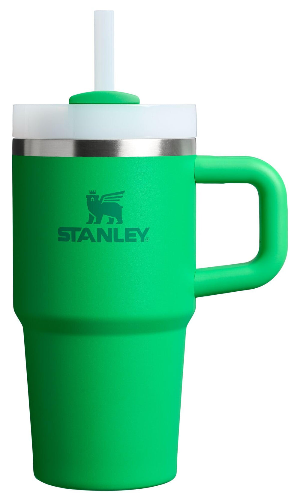 STANLEY Quencher H2.0 face avant montrant couleur Meadow et ergonomie