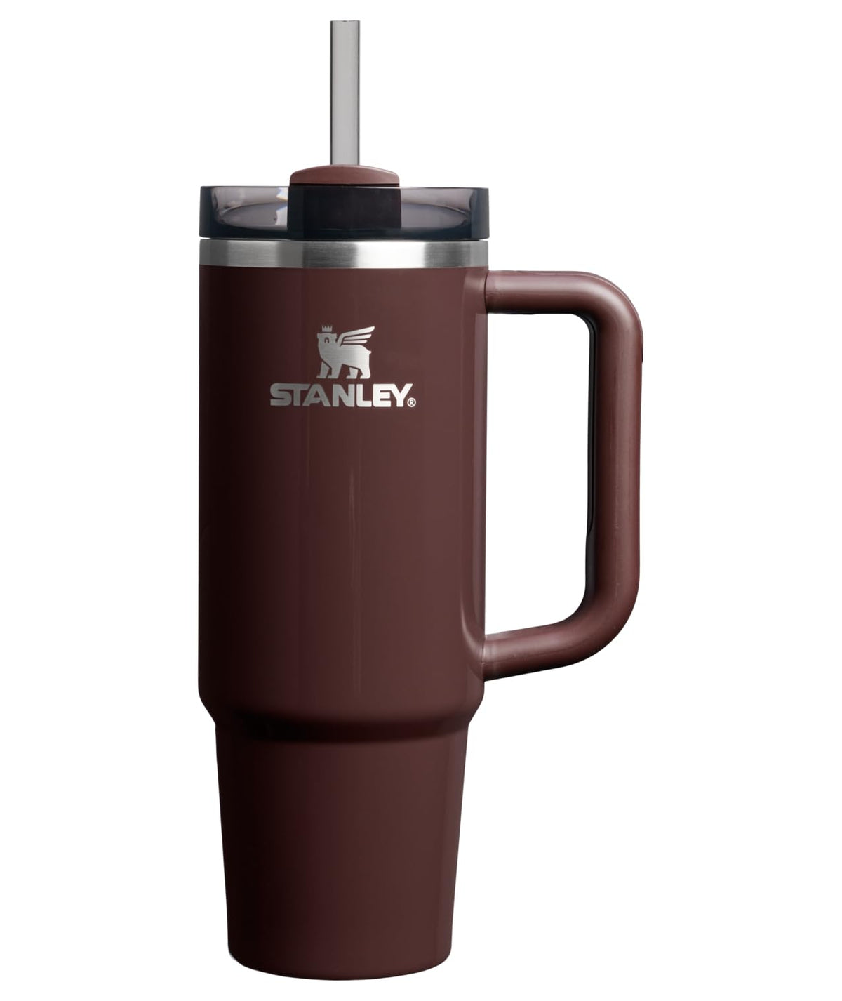 STANLEY Quencher vue avant montrant la finition Mahogany Gloss et le design durable