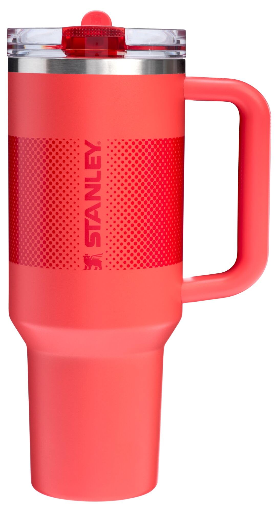 STANLEY Quencher vue avant montrant couleur Hot Coral Fade et capacité pratique