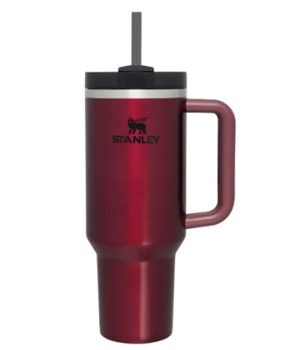 Stanley Quencher Rosewood vue avant avec poignée montrant portabilité et style