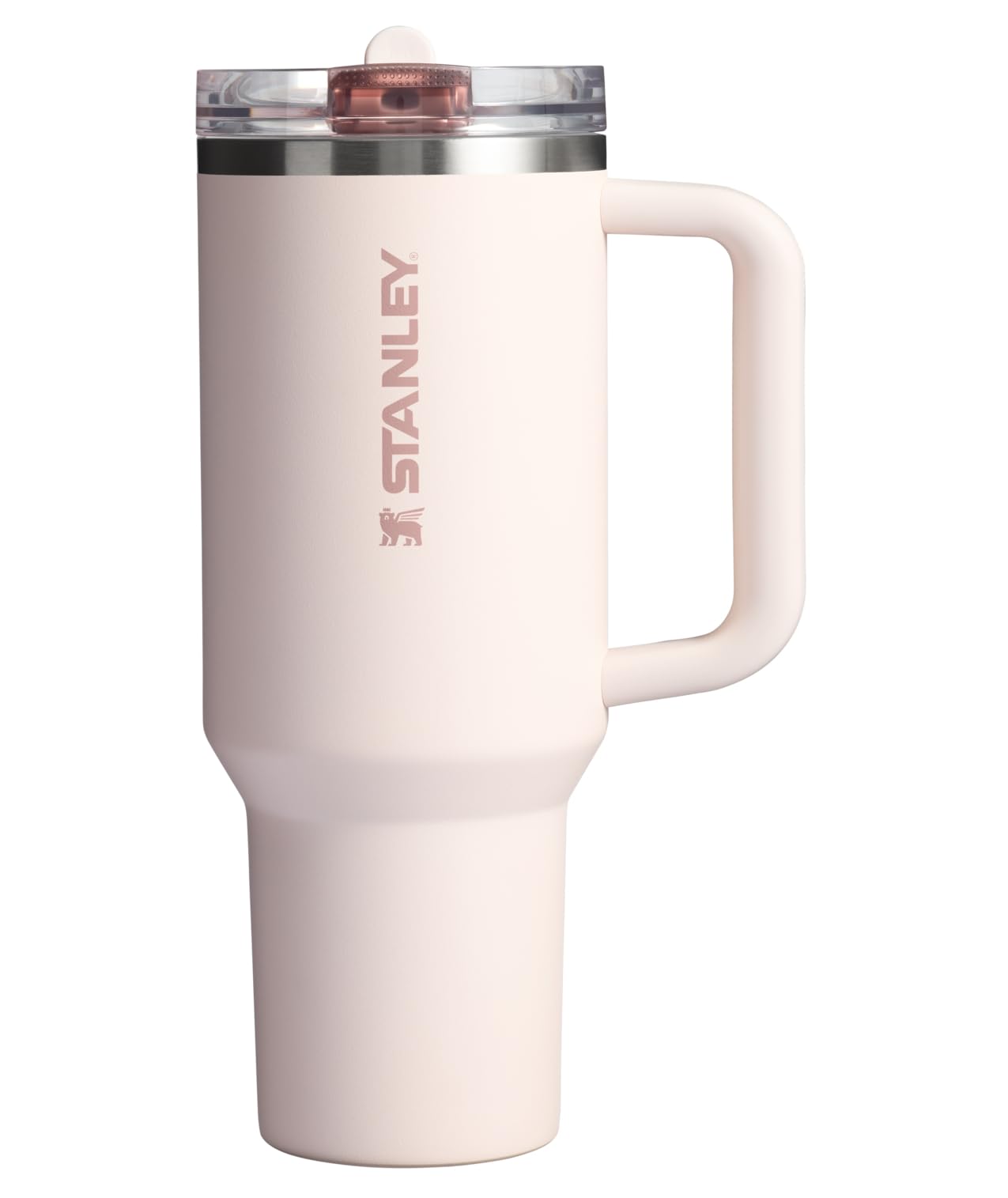 STANLEY Quencher ProTour vue avant 40 oz montrant silhouette et couleur Rose Quartz, durable