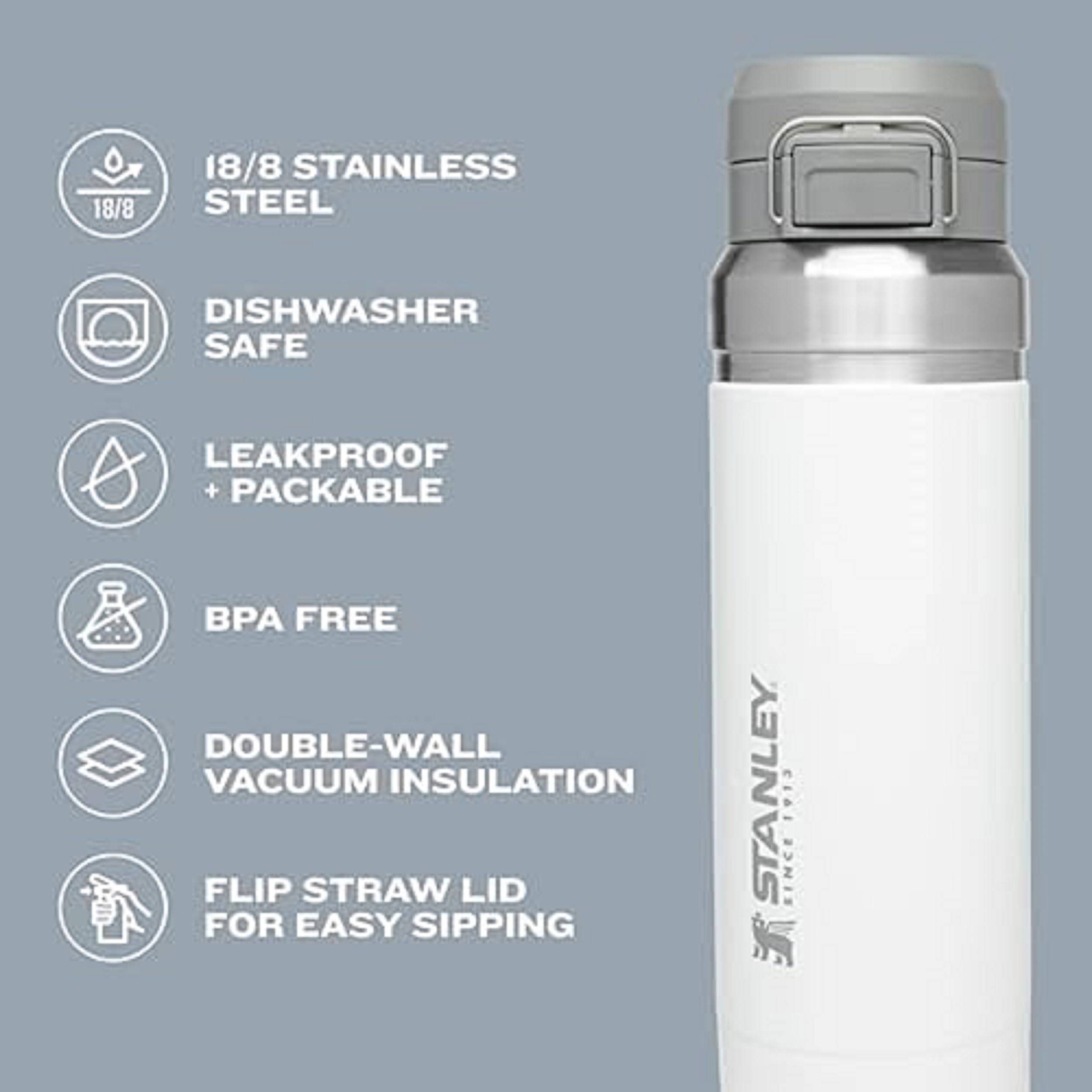 STANLEY texture acier 18/8 de la Quick Flip GO offrant durabilité et sécurité