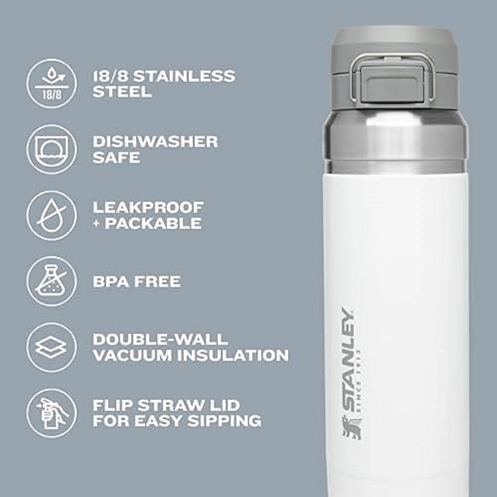 STANLEY texture acier 18/8 de la Quick Flip GO offrant durabilité et sécurité