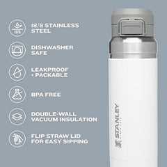 STANLEY texture acier 18/8 de la Quick Flip GO offrant durabilité et sécurité