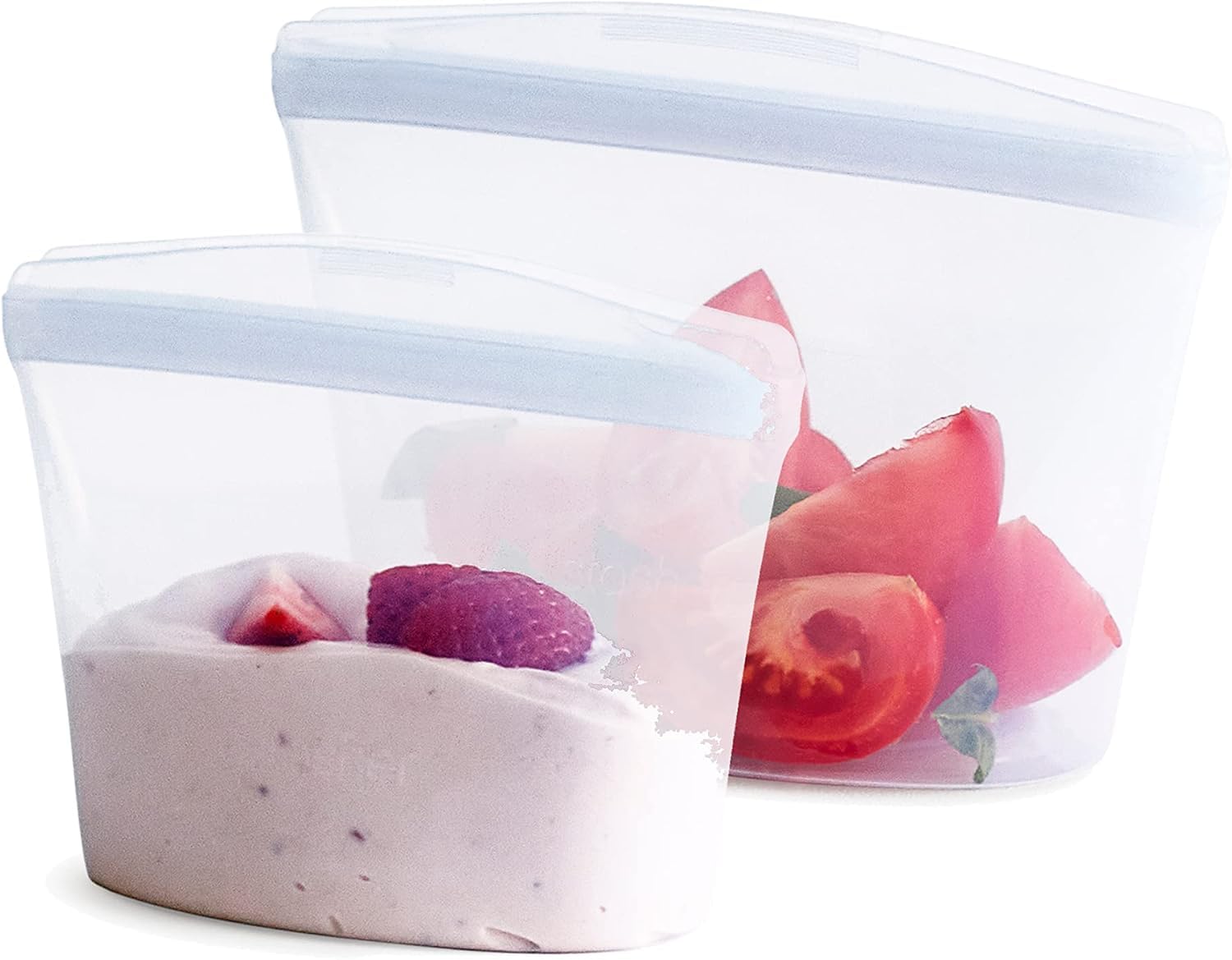 Stasher bol transparent vue face, stockage hermétique pratique