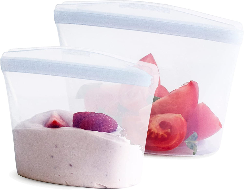 Stasher bol transparent vue face, stockage hermétique pratique