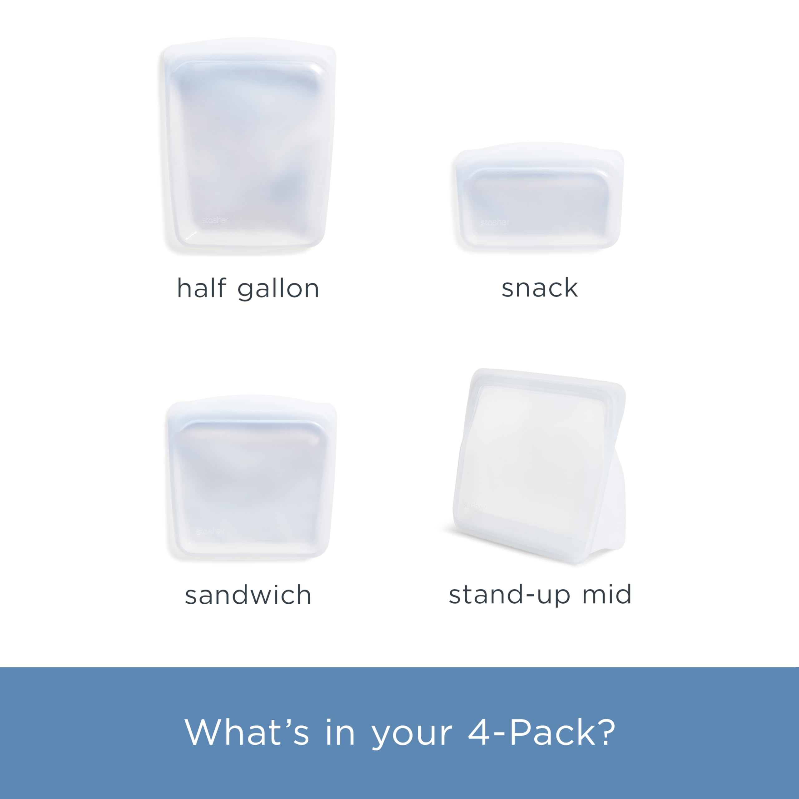 Stasher sac demi-gallon ouvert pour portions et congélation