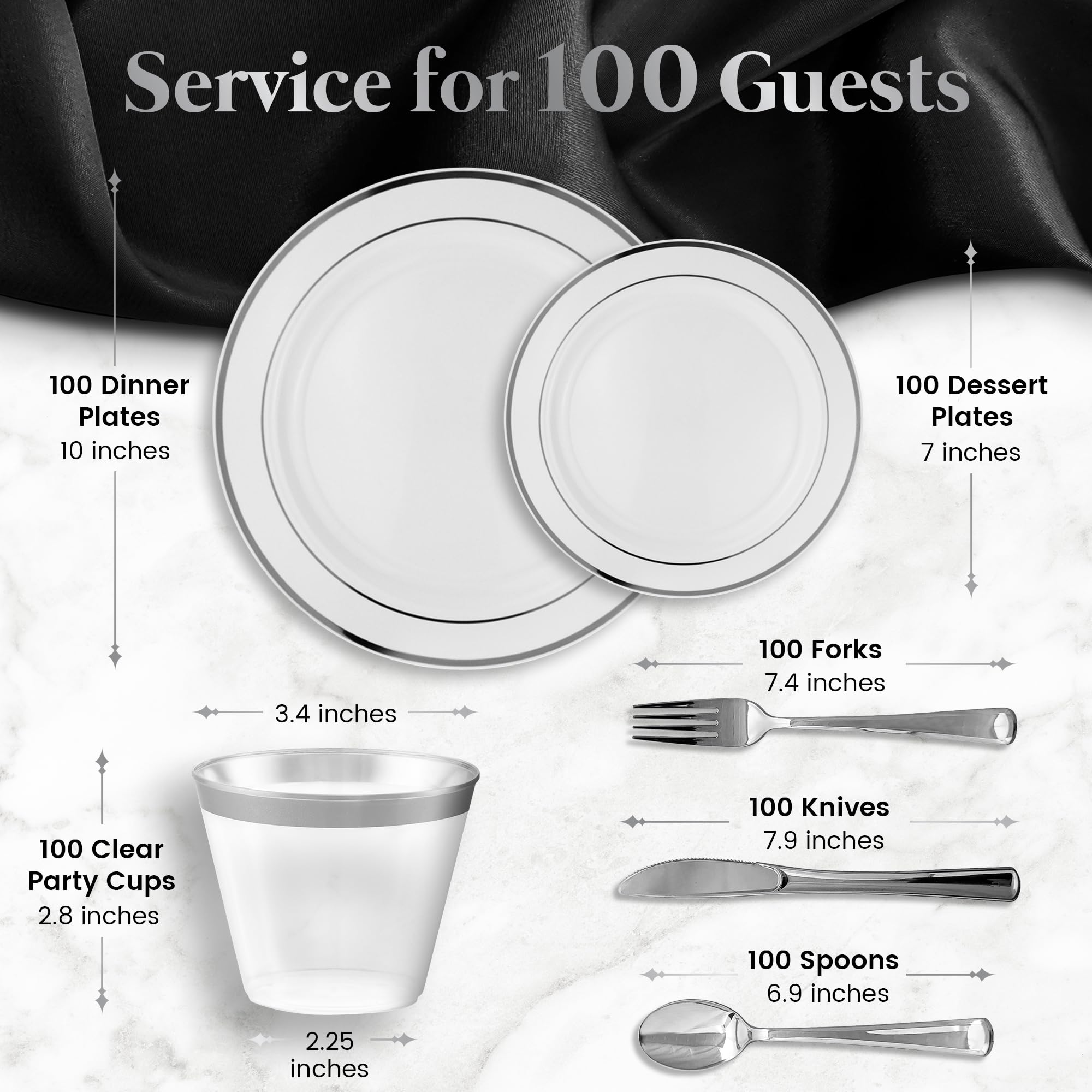 Stately Elegance Designs pile d'assiettes dessert argentées pratique et solide