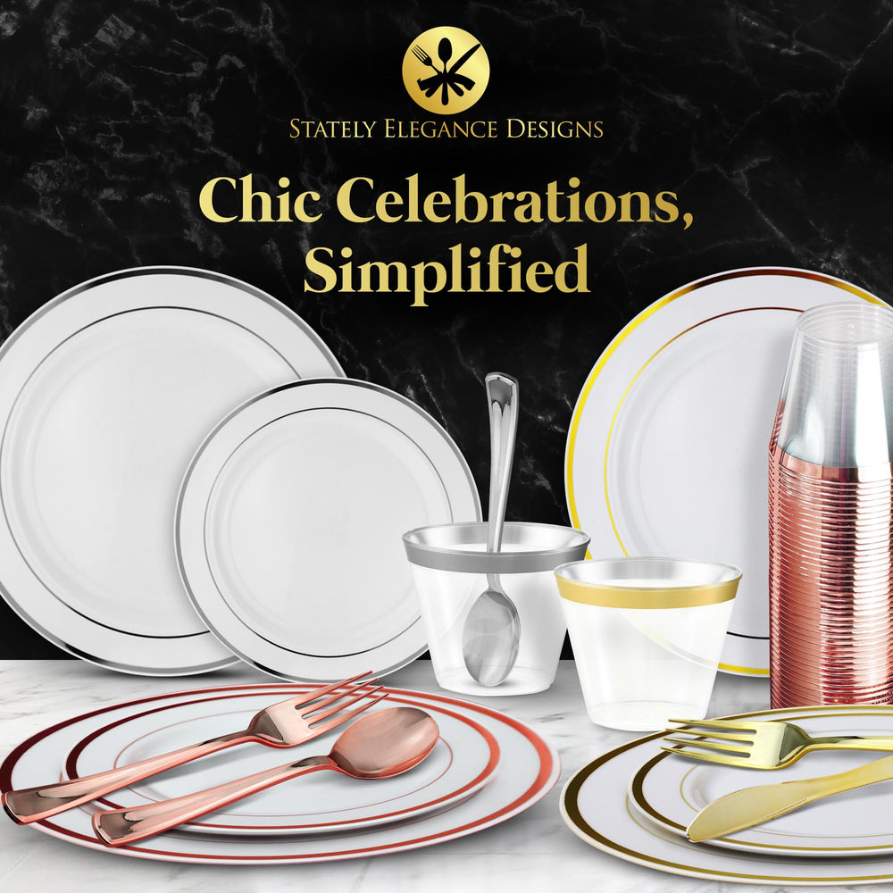 Stately Elegance Designs coffret ouvert montrant contenu complet et préparation d’événement