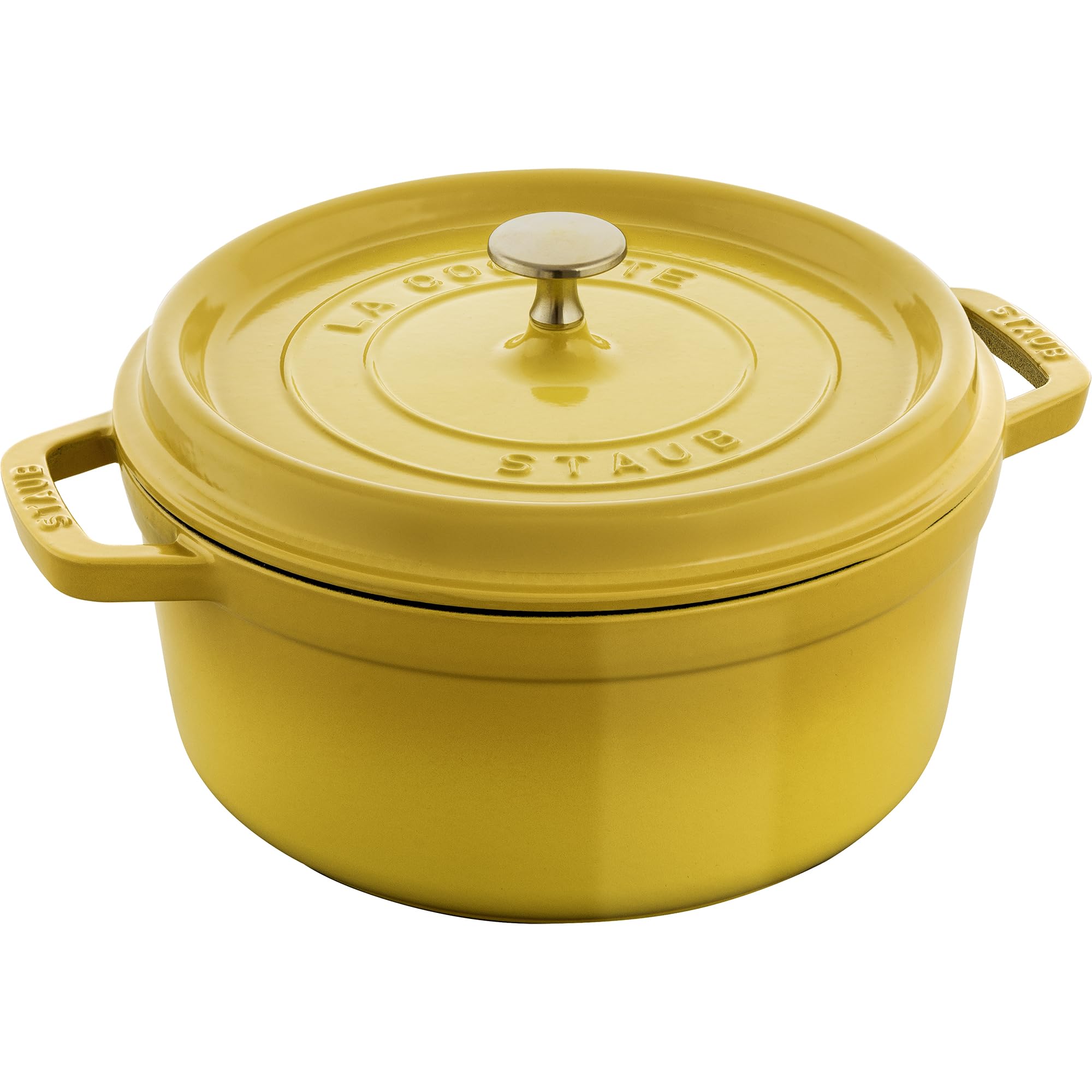 Staub cocotte Citron vue face, finition colorée et robuste