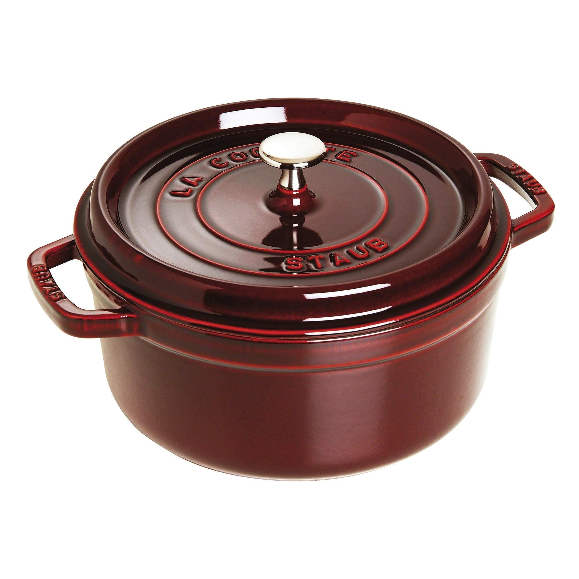 Staub cocotte grenadine face montrant finition émaillée et design élégant