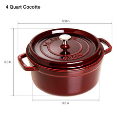 Staub poignées et bouchon en fonte robustes garantissant distribution uniforme de chaleur