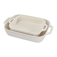 STAUB plat rectangulaire Rustic Ivory vue de face montrant le design et l'élégance de présentation