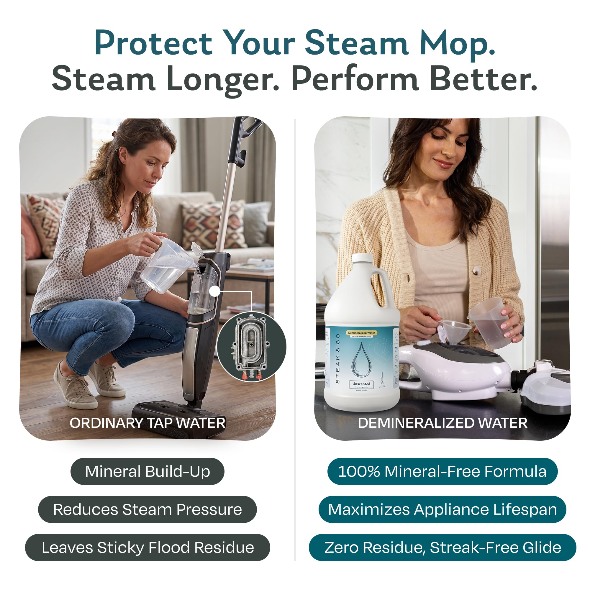 Steam & Go bec de versement démontrant remplissage facile du réservoir