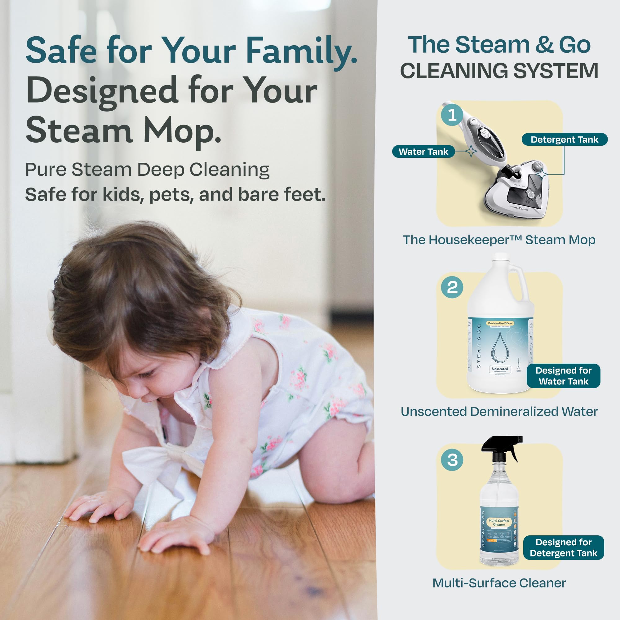 Steam & Go mise en scène lifestyle montrant produit rangé dans un placard de nettoyage