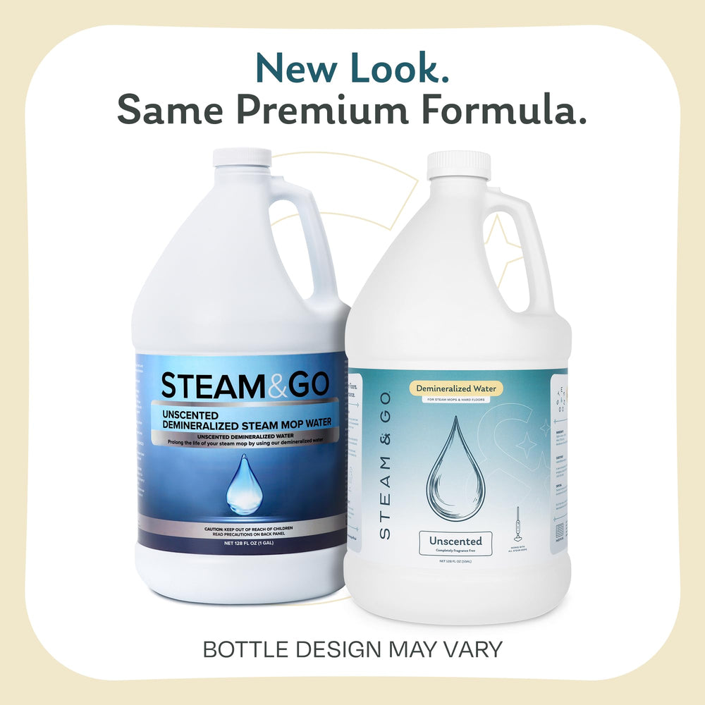 Steam & Go étiquette gros plan indiquant formule sans parfum et bénéfice anti-calcaire