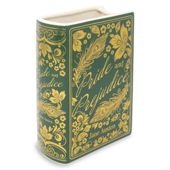 Steel Mill & Co vase face avant montrant couverture Pride & Prejudice et charme décoratif