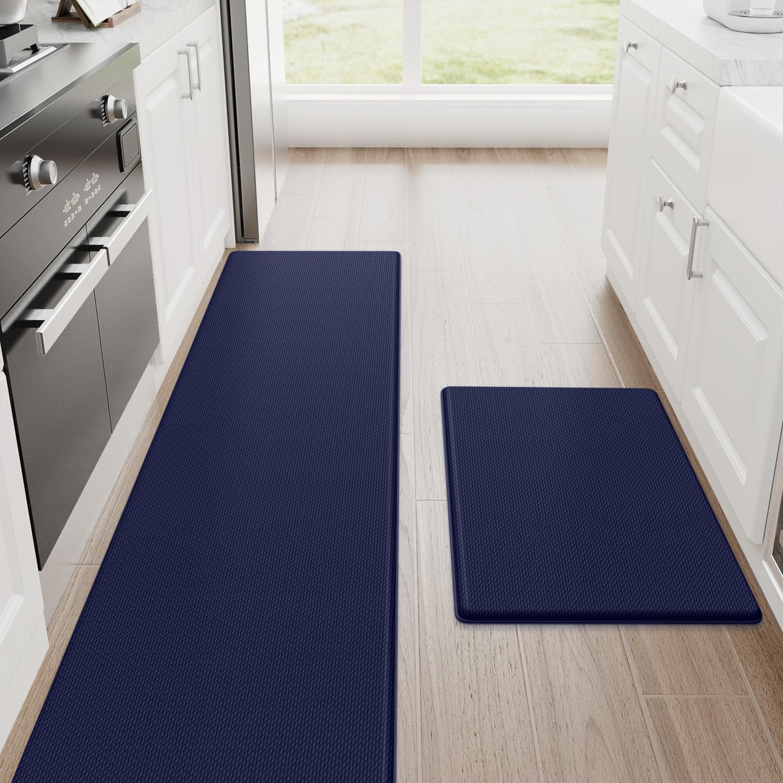 StepRite vue avant du tapis bleu montrant confort et design
