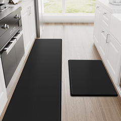 StepRite vue du pack de deux tapis noirs, confort immédiat pour la cuisine