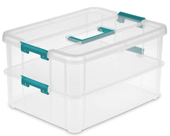 Sterilite boîte Stack & Carry vue avant montrant la transparence et l'organisation