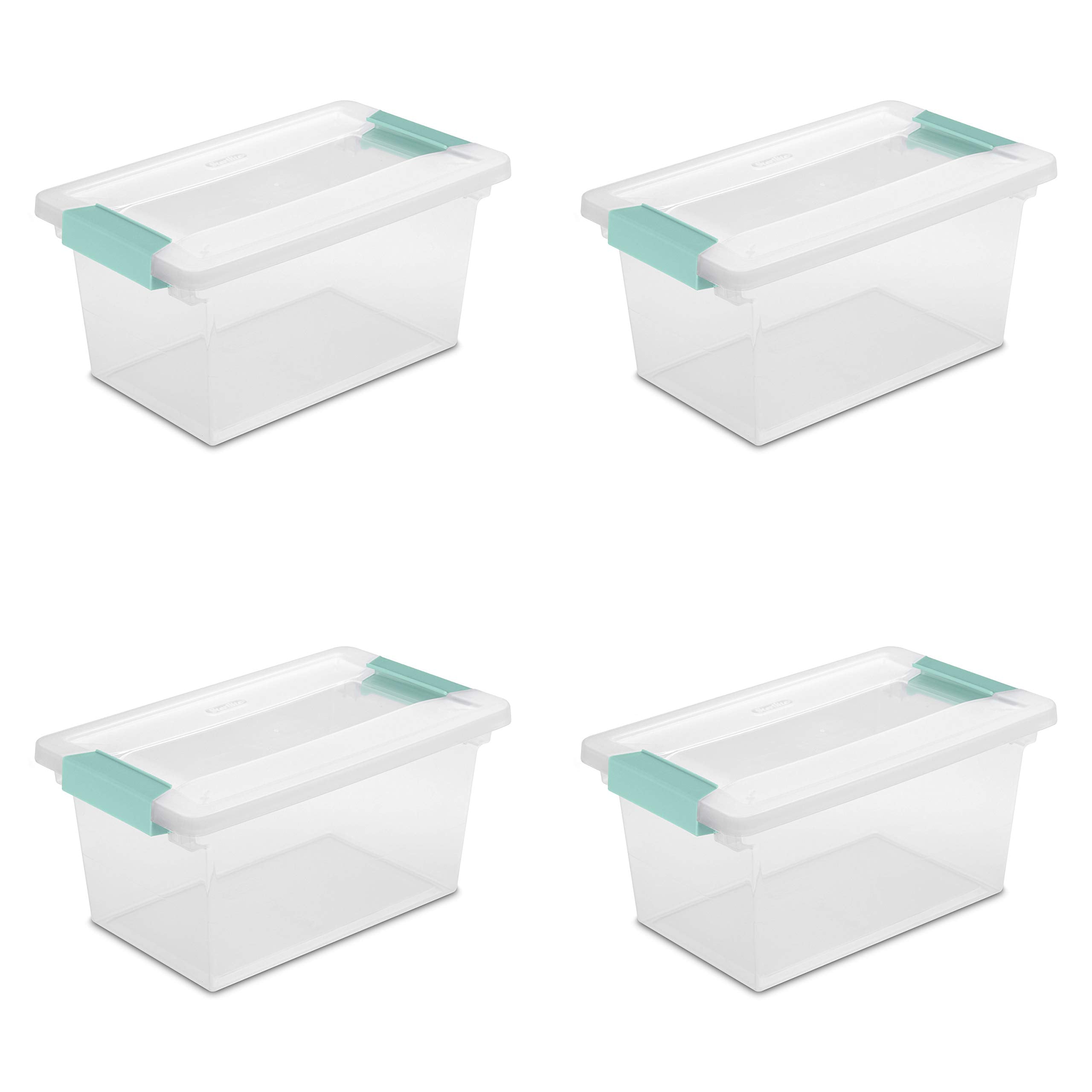 Sterilite boîte face avant transparente montrant contenu et accès facile
